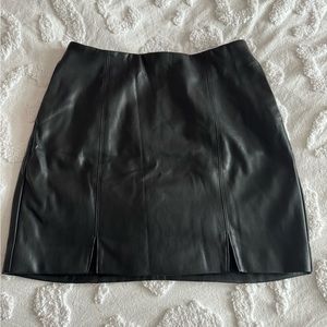 black leather mini skirt
